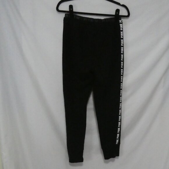 PINK - Victoria's Secret | small | Black Trackpants | White "PINK" Print Sides - Picture 2 of 16